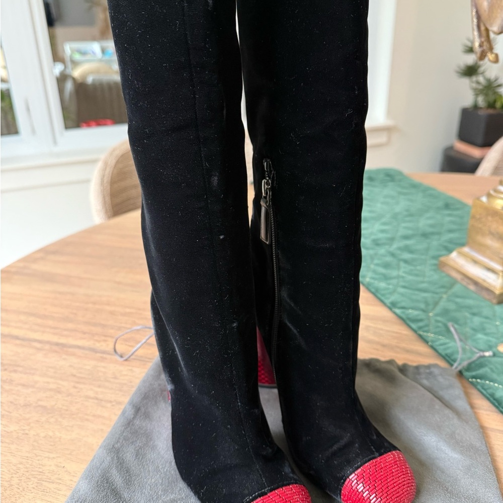 Tom Ford Black Boots with Red Accents NEW WITH TAGS - Picture 2 of 8